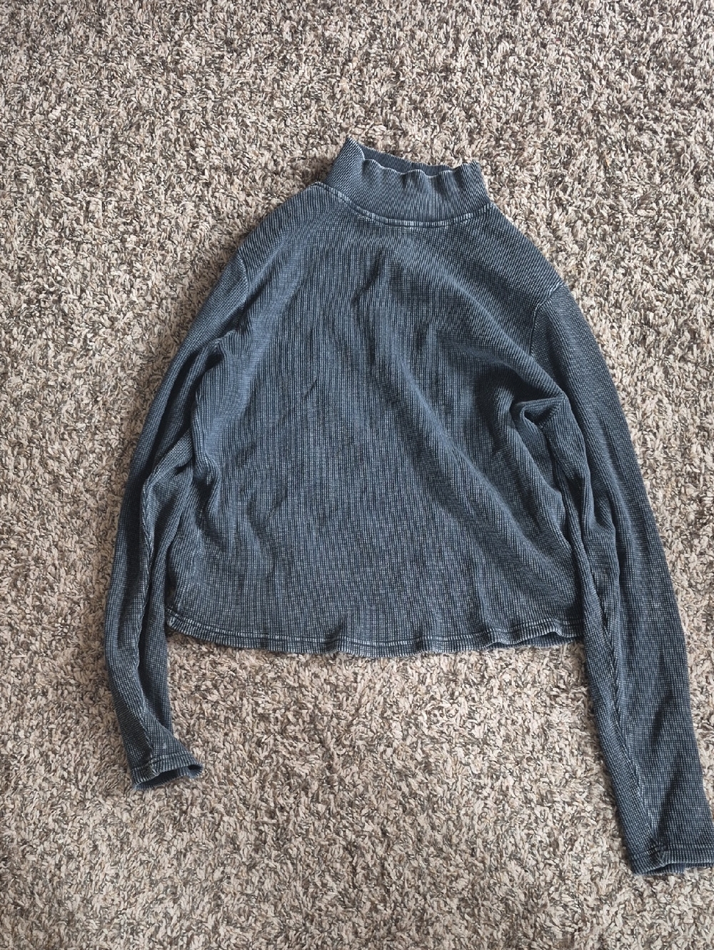 Forever 21 Charcoal Ribbed Mock Neck Top